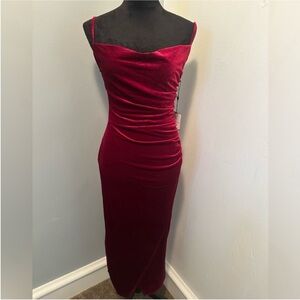 NWT Laundry by Shelli Segal Wine Velvet Cowl Neck Dress, Size 2